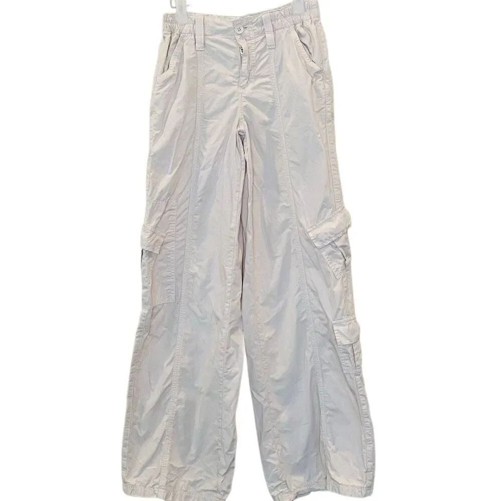 BDG Urban Outfitters Elastic Waist Y2K Cargo Wide Leg Pants Beige XS